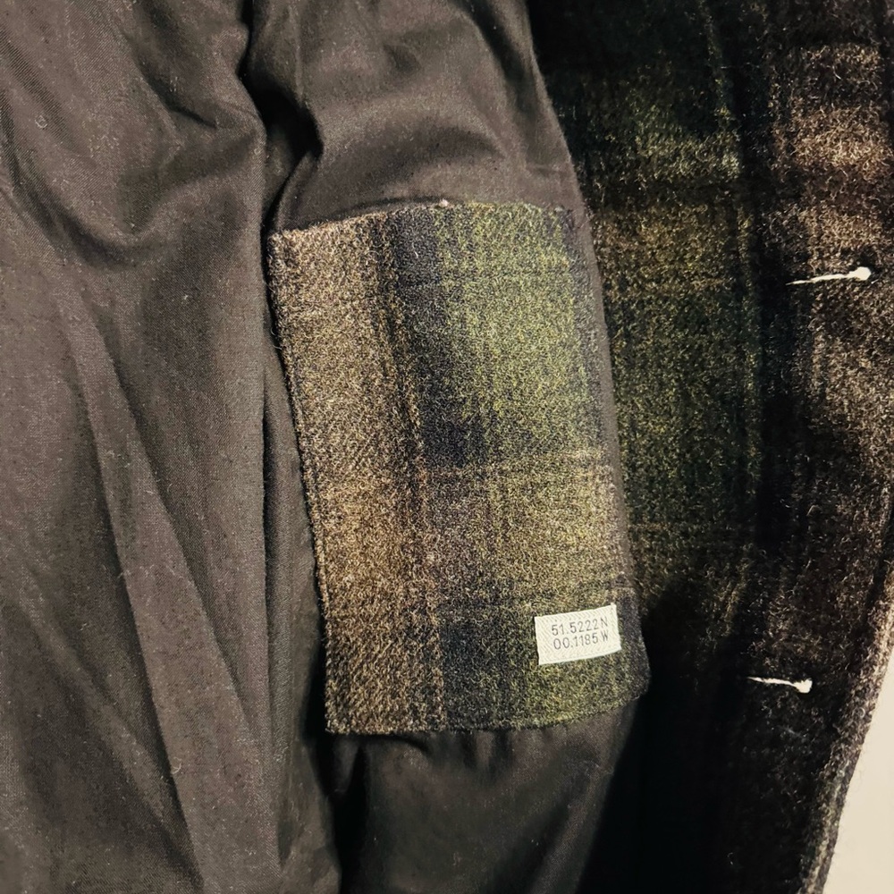 Oliver Spencer Grandpa Combe Navy and Green Wool Coat - Picture 3 of 10